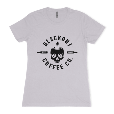 Women's Crew Neck GREY T-Shirt BOCC Logo & DTOM Flag - Blackout Coffee Co